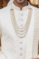 Cream Art Silk Mens Sherwani (NMK-8179)