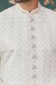 Cream Art Silk Mens Sherwani (NMK-8237)
