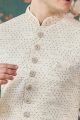 Cream Art Silk Mens Sherwani (NMK-8239)