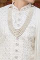 Cream Art Silk Sherwani for Men (NMK-8180)