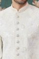 Cream Art Silk Sherwani for Wedding (NMK-8231)