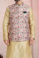 Cream Banarasi Silk Nehru Jacket (NMK-5673)