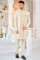 Cream Embroidered Silk Indo Western (NMK-8539)