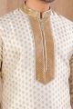 Cream Jaquard Kurta Pajama (NMK-8501)