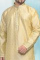 Cream Jaquard Silk Brocade Kurta Pajama (NMK-4881)
