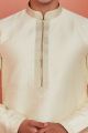 Cream Jaquard Silk Brocade Kurta Pajama (NMK-8153)