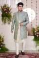 Cream Silk 3 piece Jacket Set (NMK-8415)