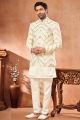 Cream Swade Velvet Mens Jodhpuri (NMK-7244)