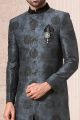 Dark Blue, Grey Jaquard Indowestern (NMK-5155)