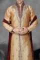Dark Gold Art Dupion Designer Kurta Pajama (NMK-2180)