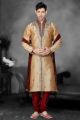 Dark Gold Art Dupion Designer Kurta Pajama (NMK-2180)