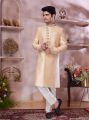 Dark Gold Jaquard Banarasi Silk Sherwani (NMK-8308)