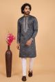 Dark Grey Art Banarasi Silk Kurta Pajama (NMK-8708) Dark Grey Art Banarasi Silk Kurta Pajama (NMK-8708)