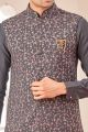Dark Grey Art Silk Nehru Jacket (NMK-7994)
