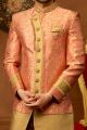 Dark Peach Jaquard Silk Brocade Indo Western (NMK-3935)