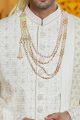Embroidered Art Silk Sherwani in Cream (NMK-8191)