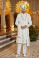 Embroidered Art Silk Sherwani in Cream (NMK-8191)
