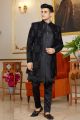 Embroidered Black Art Silk Indo Western (NMK-8275)