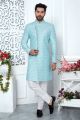 Embroidered Blue Art Silk Indo Western (NMK-7198)