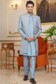 Embroidered Blue Art Silk Indo Western (NMK-8267)