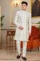 Embroidered Cream Art Silk Indo Western (NMK-8266)