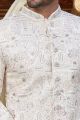 Embroidered Cream Art Silk Sherwani (NMK-8183)