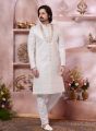 Embroidered Cream Art Silk Sherwani (NMK-8302)