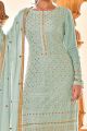 Embroidered Faux Georgette Sky Blue Salwar Suit (NWS-6776)