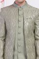 Embroidered Green Art Silk 2 piece Jacket Set (NMK-8396)