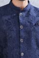 Embroidered Navy Blue Tussar Silk Jodhpuri (NMK-8463)