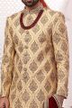 Gold Art Banarasi Silk Sherwani for Men (NMK-5537)