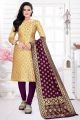 Gold Banarasi Silk Salwar Suit (NWS-6421)