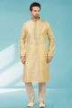 Gold Jaquard Silk Brocade Kurta Pajama (NMK-5180)