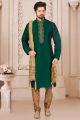 Green Art Banarasi Silk Casual Kurta Pajama (NMK-3995)