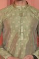 Green Jaquard Banarasi Silk Kurta for Men(NMK-8167)