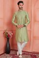 Green Jaquard Silk Brocade Kurta Pajama (NMK-8148)