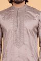 Grey Art Banarasi Silk Mens Kurta Pajama (NMK-8706) Grey Art Banarasi Silk Mens Kurta Pajama (NMK-8706)
