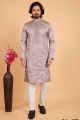 Grey Art Banarasi Silk Mens Kurta Pajama (NMK-8706) Grey Art Banarasi Silk Mens Kurta Pajama (NMK-8706)