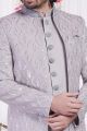 Grey Art Silk 3 piece Jacket Set (NMK-8394)