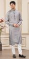 Grey Art Silk Kurta Pajama (NMK-8386)