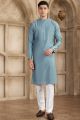 Grey Banarasi Art Silk Mens Kurta Pajama (NMK-8484)