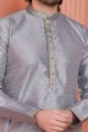 Grey Banarasi Silk Mens Kurta Pajama (NMK-8172)