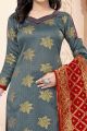 Grey Banarasi Silk Salwar Suit (NWS-6382)