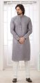 Grey Embroidered Art Silk Kurta Pajama (NMK-8354)