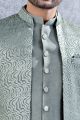 Grey Imported kurta with jacket (NMK-8446)
