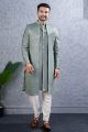 Grey Imported kurta with jacket (NMK-8446)
