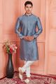 Grey Jaquard Silk Brocade Kurtas for Men (NMK-8149)
