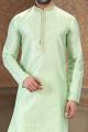 Jaquard Art Silk Pista Green Kurta Pajama for Men (NMK-6618)