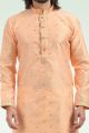 Jaquard Banarasi Silk Peach Kurta for Men (NMK-6435)