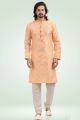 Jaquard Banarasi Silk Peach Kurta for Men (NMK-6435)